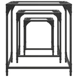 Nesting Coffee Tables 3 Pcs With Glass Top Steel