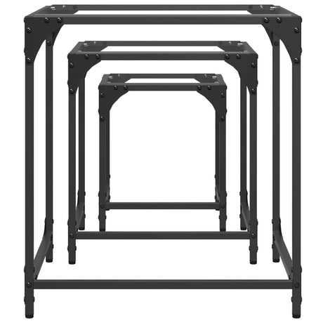 Nesting Coffee Tables 3 Pcs With Glass Top Steel