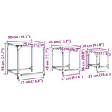 Nesting Coffee Tables 3 Pcs With Glass Top Steel