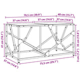 Coffee Table With Glass Top 78.5X40X41 Cm Steel
