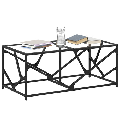 Coffee Table With Glass Top 98.5X50X41 Cm Steel