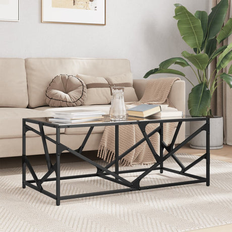 Coffee Table With Glass Top 98.5X50X41 Cm Steel