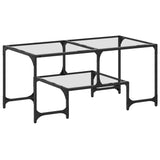 Coffee Table With Glass Top 98.5X50X45 Cm Steel