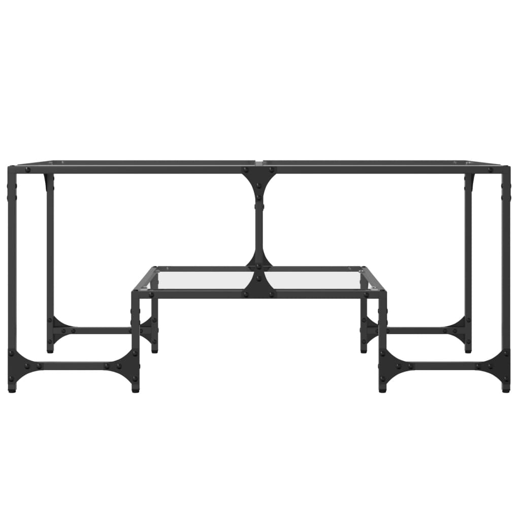 Coffee Table With Glass Top 98.5X50X45 Cm Steel