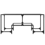 Coffee Table With Glass Top 98.5X50X45 Cm Steel