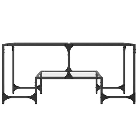 Coffee Table With Glass Top 98.5X50X45 Cm Steel