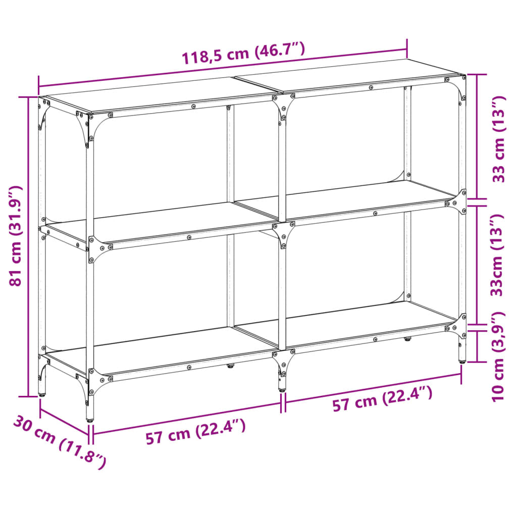 Console Table With Glass Top Steel