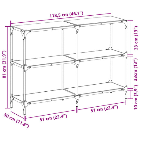 Console Table With Glass Top Steel