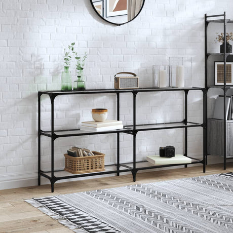 Console Table With Glass Top Steel