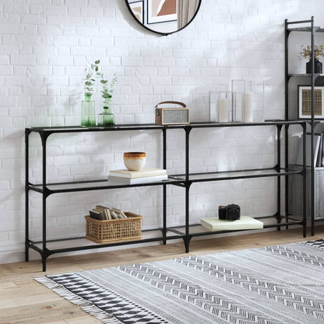 Console Table With Glass Top Steel