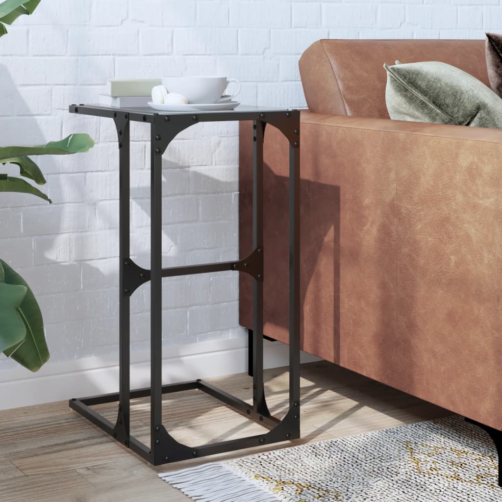 Side Table With Glass 40X30X61.5 Cm Steel