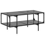 Coffee Table With Glass Top 98.5X50X45 Cm Steel