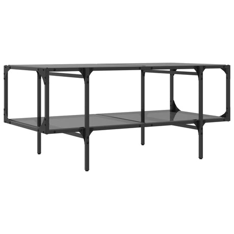Coffee Table With Glass Top 98.5X50X45 Cm Steel