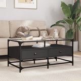 Coffee Table With Glass Top 98.5X50X45 Cm Steel