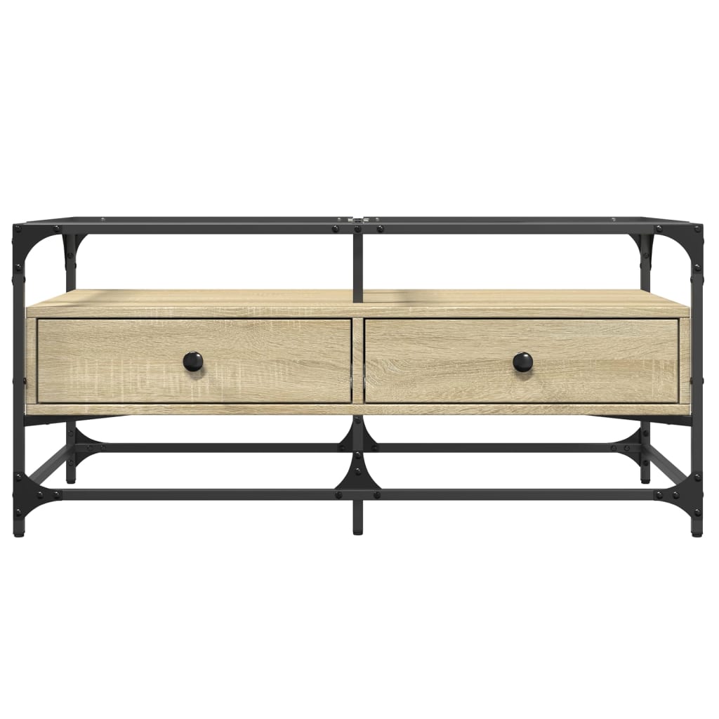 Coffee Table With Glass Top 98.5X50X45 Cm Steel
