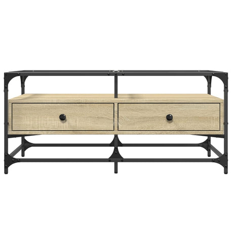 Coffee Table With Glass Top 98.5X50X45 Cm Steel