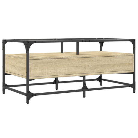 Coffee Table With Glass Top 98.5X50X45 Cm Steel