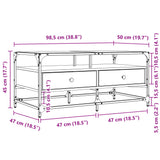 Coffee Table With Glass Top 98.5X50X45 Cm Steel