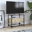 Tv Cabinet With Glass Top 98X35X51 Cm Engineered Wood