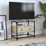Tv Cabinet With Glass Top 98X35X51 Cm Engineered Wood