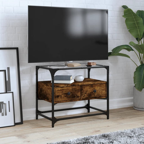 Tv Cabinet With Glass Top 98X35X51 Cm Engineered Wood
