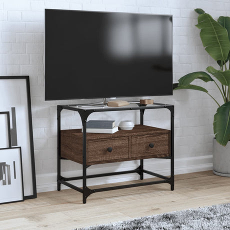 Tv Cabinet With Glass Top 98X35X51 Cm Engineered Wood