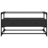 Tv Cabinet With Glass Top 98X35X51 Cm Engineered Wood