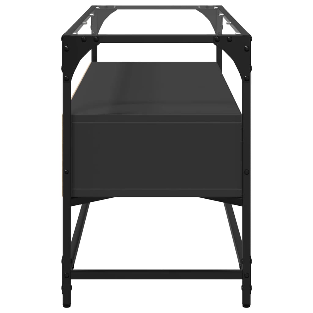 Tv Cabinet With Glass Top 98X35X51 Cm Engineered Wood