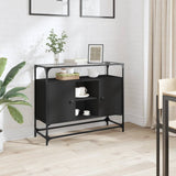 Sideboard With Glass Top 98X35X81 Cm Engineered Wood