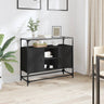 Sideboard With Glass Top 98X35X81 Cm Engineered Wood