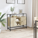 Sideboard With Glass Top 98X35X81 Cm Engineered Wood
