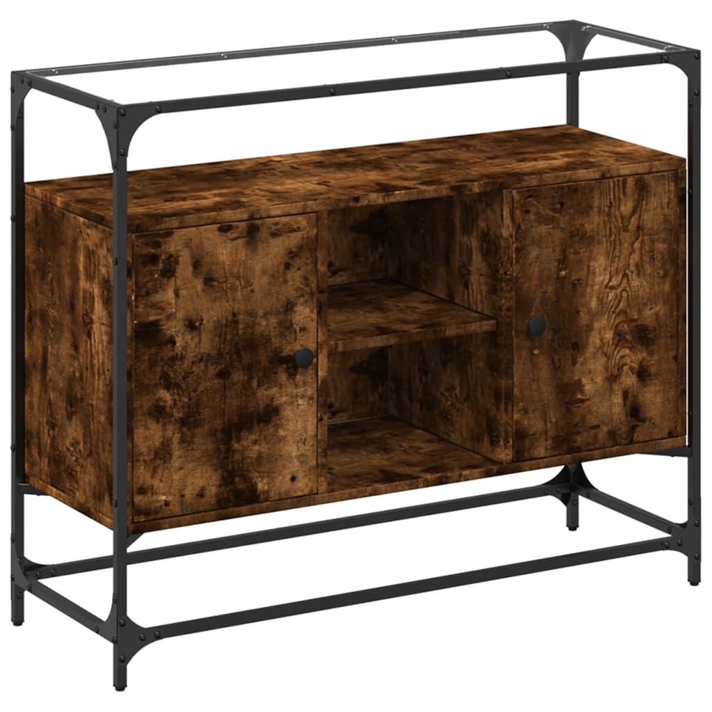 Sideboard With Glass Top 98X35X81 Cm Engineered Wood