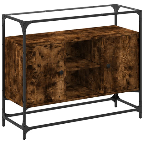 Sideboard With Glass Top 98X35X81 Cm Engineered Wood
