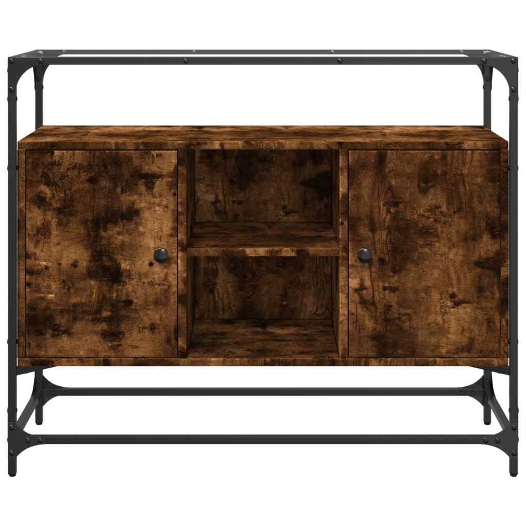 Sideboard With Glass Top 98X35X81 Cm Engineered Wood