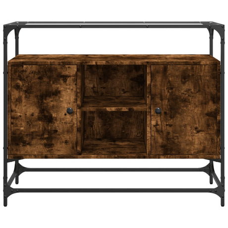 Sideboard With Glass Top 98X35X81 Cm Engineered Wood