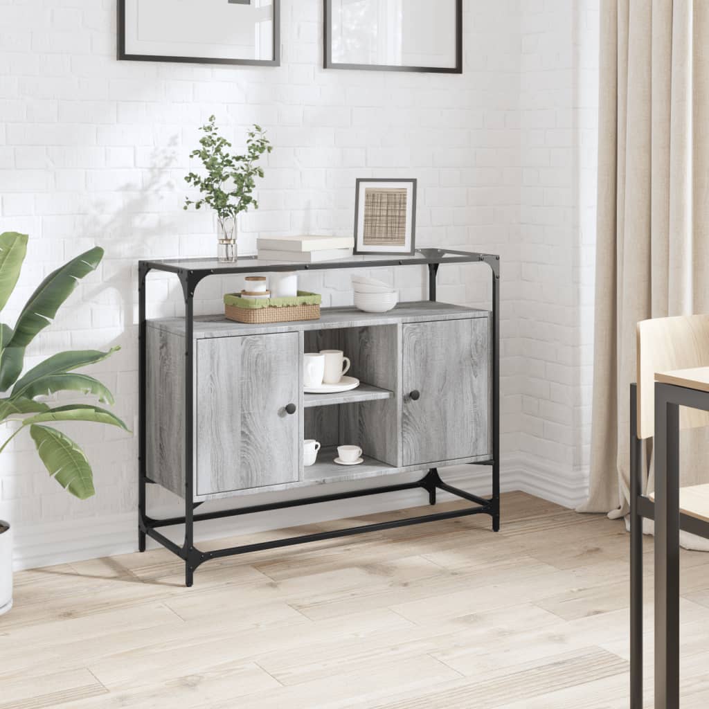 Sideboard With Glass Top 98X35X81 Cm Engineered Wood
