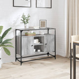 Sideboard With Glass Top 98X35X81 Cm Engineered Wood