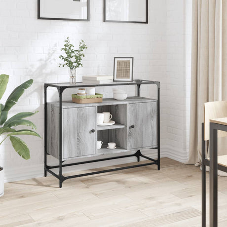 Sideboard With Glass Top 98X35X81 Cm Engineered Wood