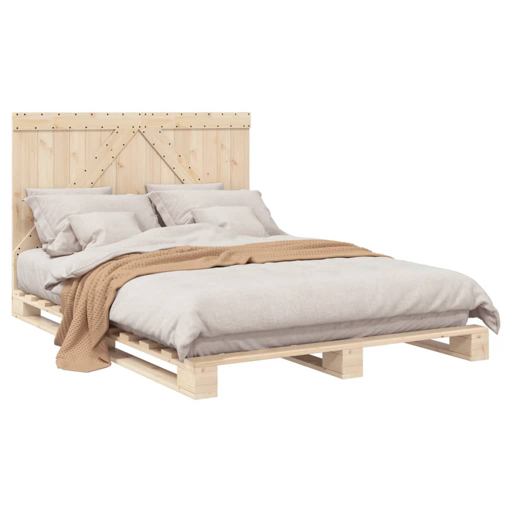 Bed Frame without Mattress with Headboard 160x200 cm Solid Wood