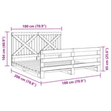 Bed Frame without Mattress with Headboard 180x200 cm Super King Solid Wood