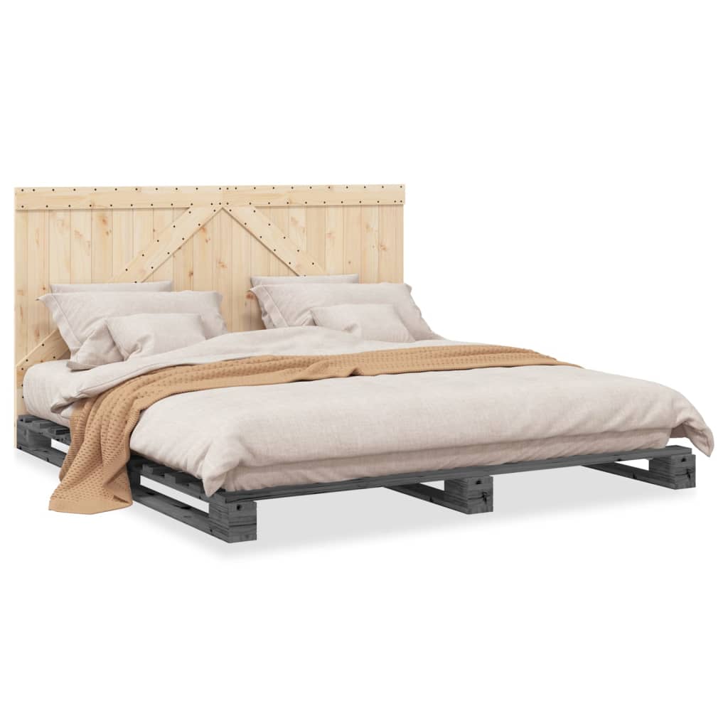 Bed Frame without Mattress  Grey 180x200 cm Super King Solid Wood Pine