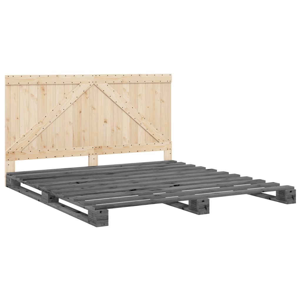 Bed Frame without Mattress  Grey 180x200 cm Super King Solid Wood Pine