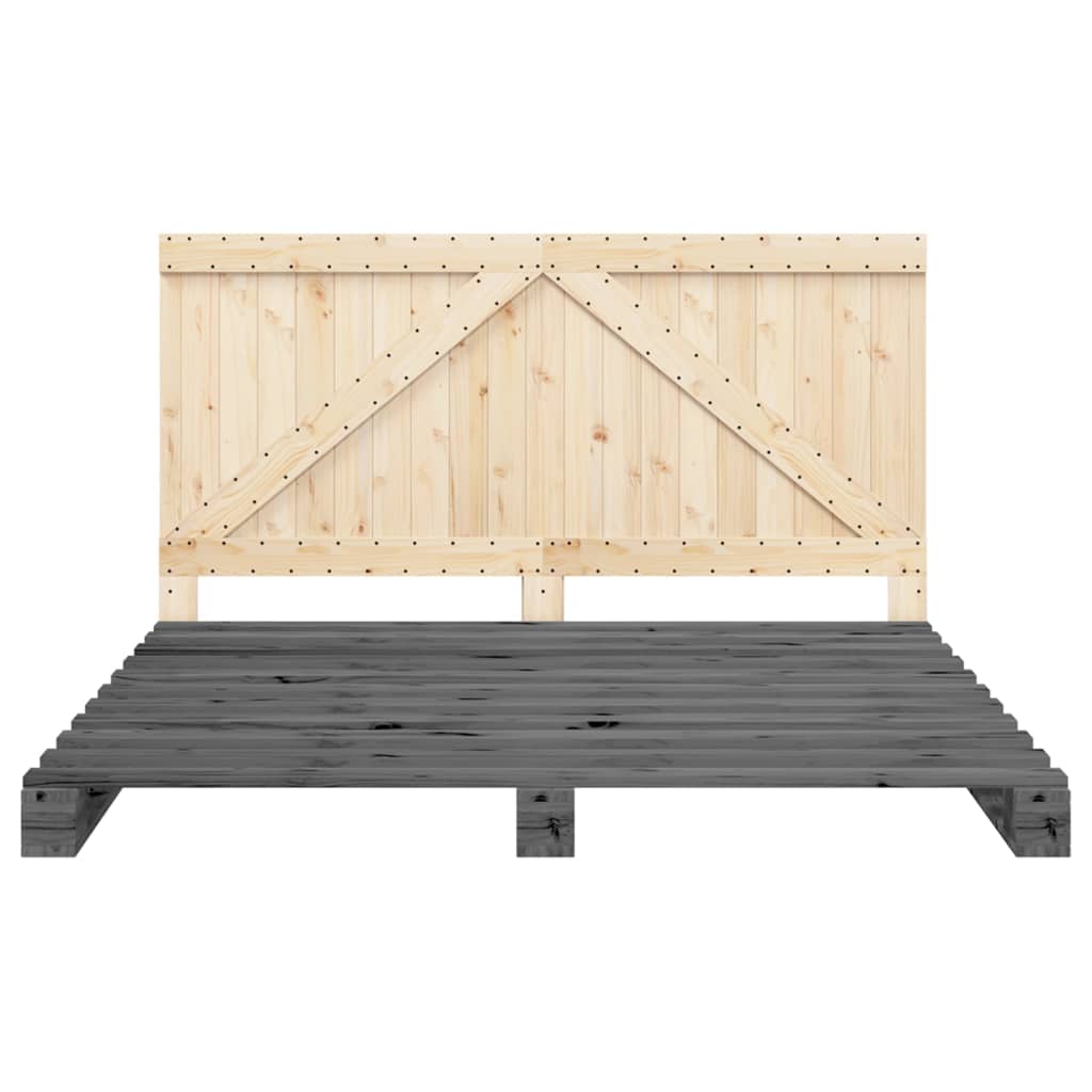 Bed Frame without Mattress  Grey 180x200 cm Super King Solid Wood Pine