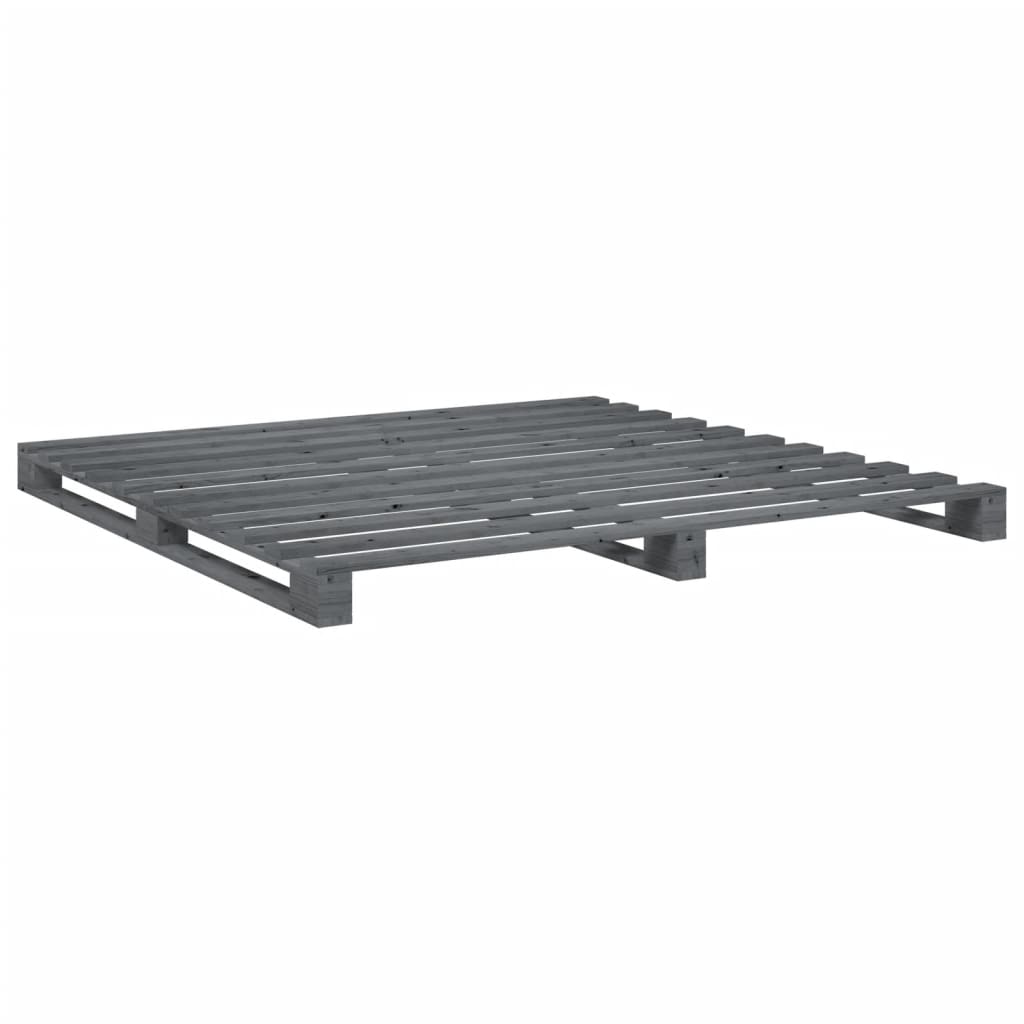 Bed Frame without Mattress  Grey 180x200 cm Super King Solid Wood Pine