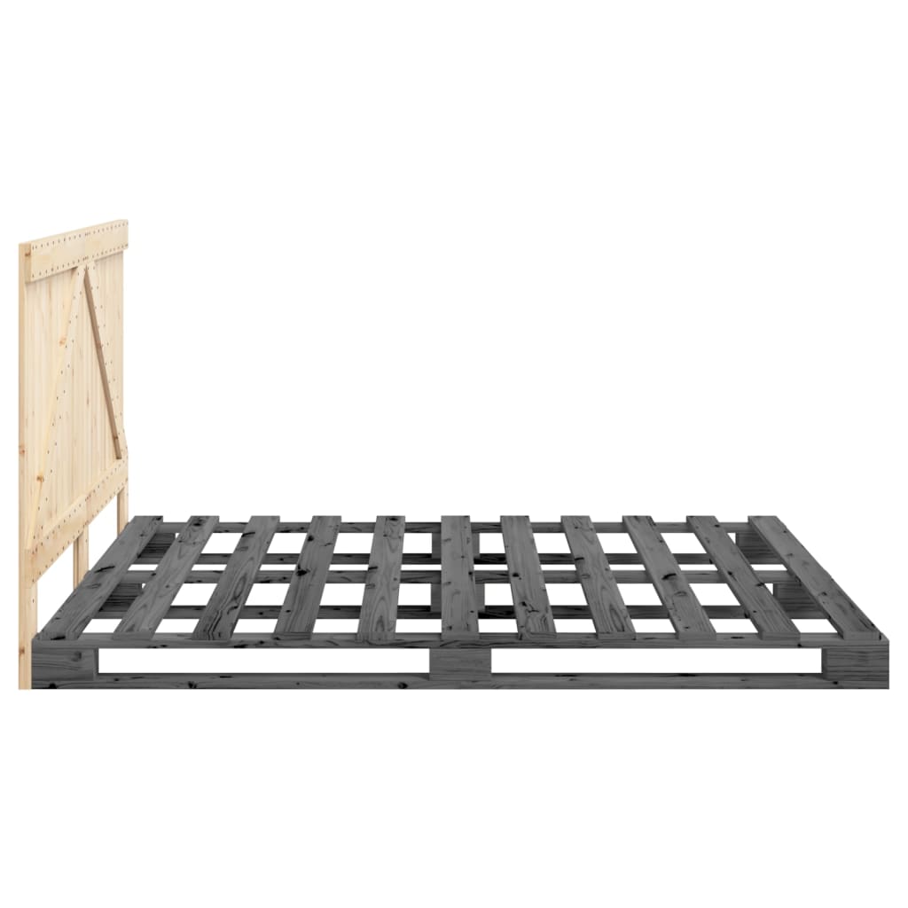 Bed Frame without Mattress  Grey 180x200 cm Super King Solid Wood Pine