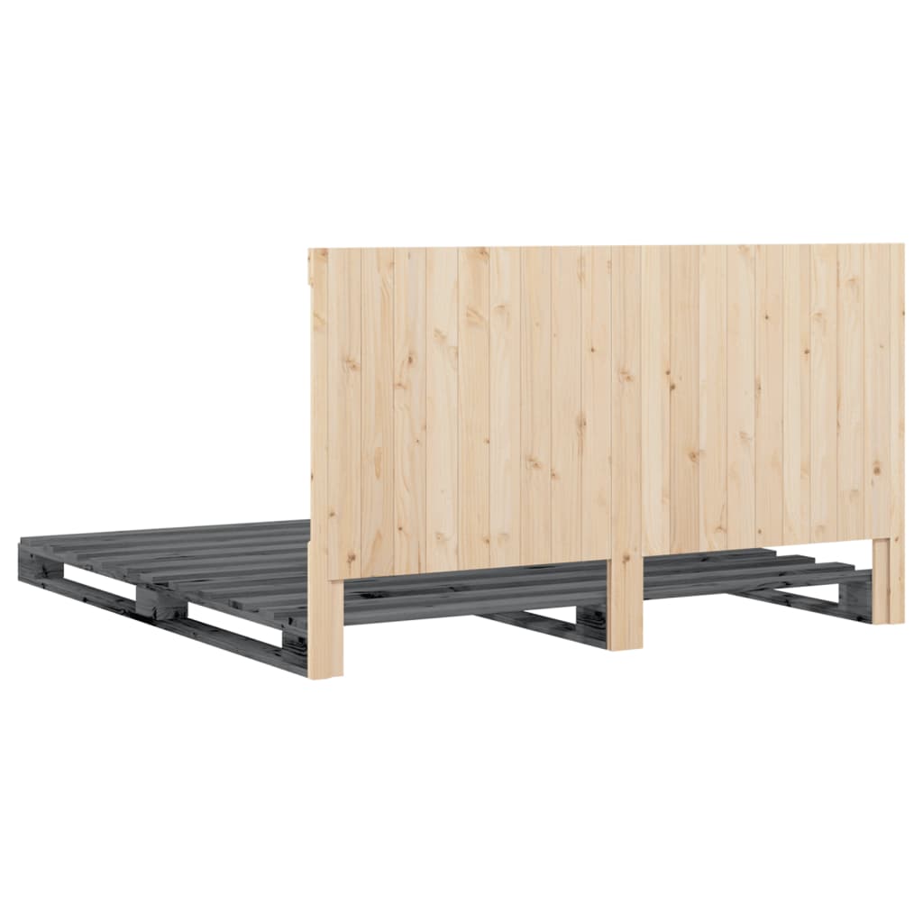 Bed Frame without Mattress  Grey 180x200 cm Super King Solid Wood Pine