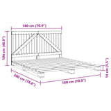 Bed Frame without Mattress  Grey 180x200 cm Super King Solid Wood Pine