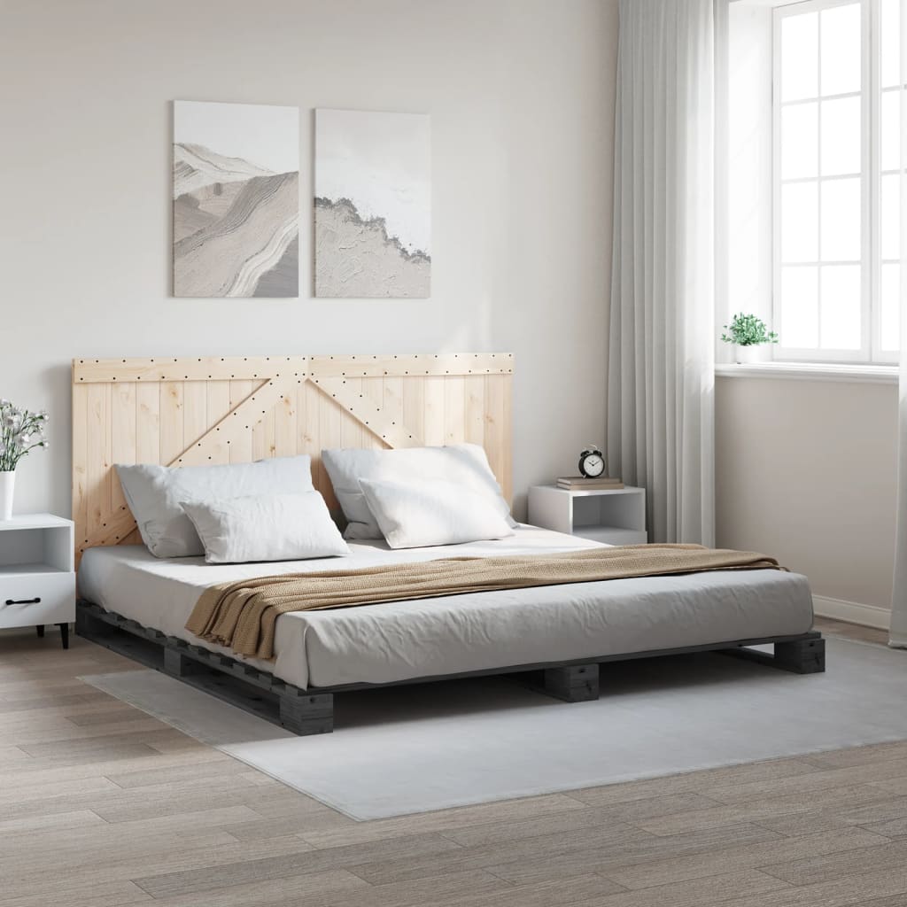 Bed Frame without Mattress  Grey 180x200 cm Super King Solid Wood Pine