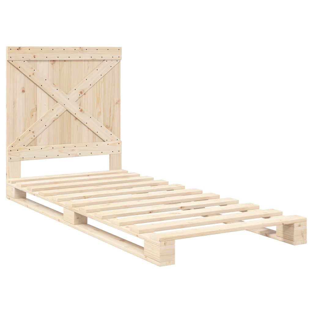 Bed Frame without Mattress with Headboard 90x200 cm Solid Wood