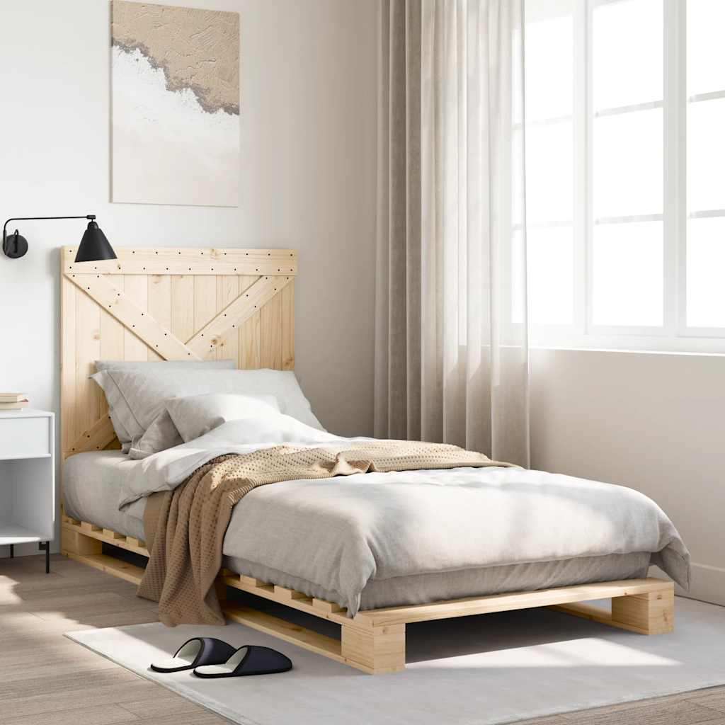 Bed Frame without Mattress with Headboard 90x200 cm Solid Wood